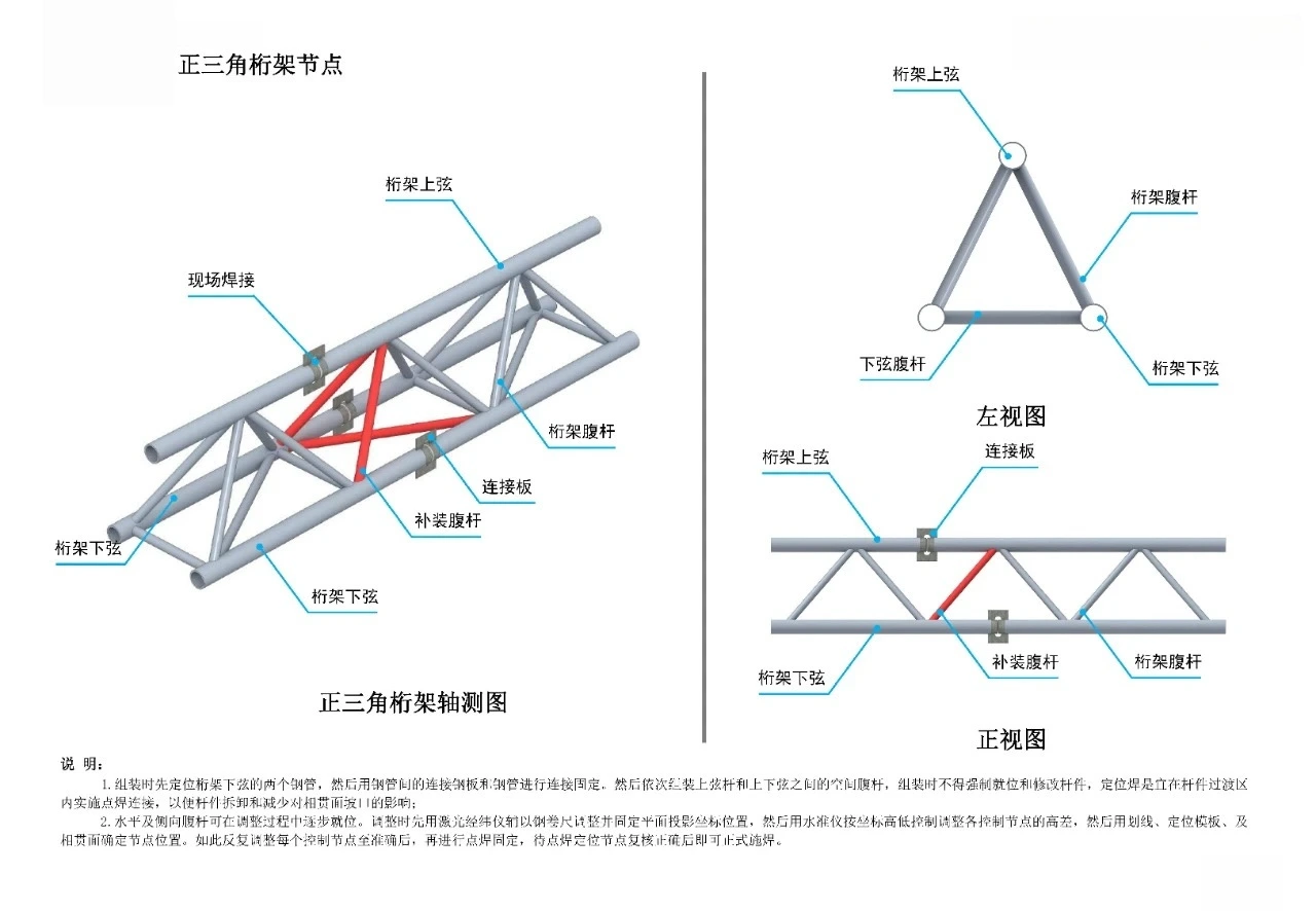 Regular triangular truss joint
