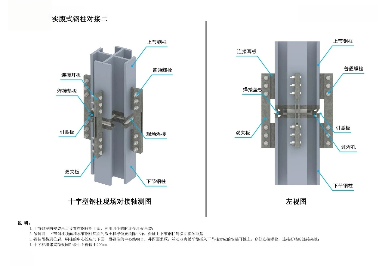 Solid web steel column butt joint 2