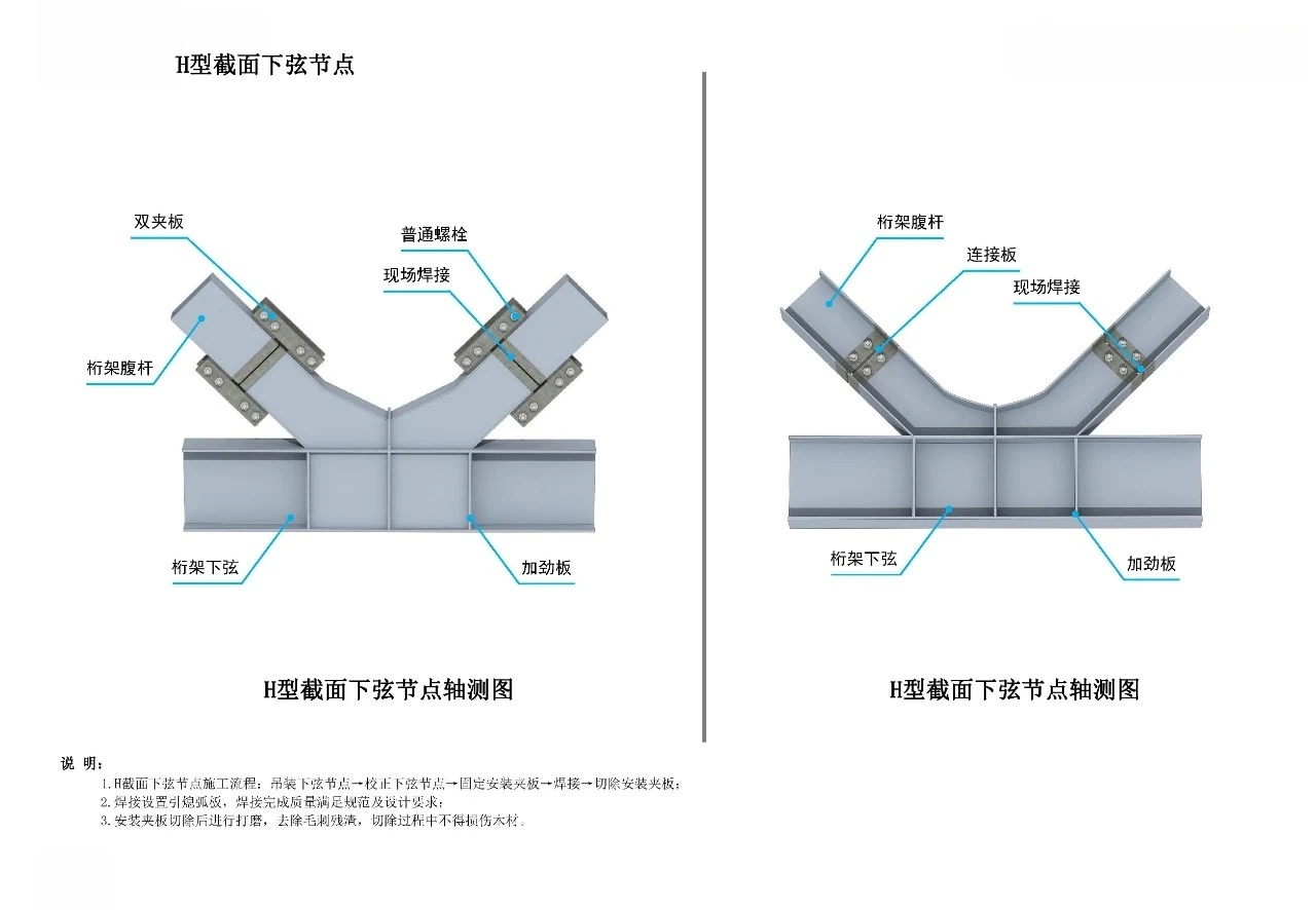 H-section lower chord node